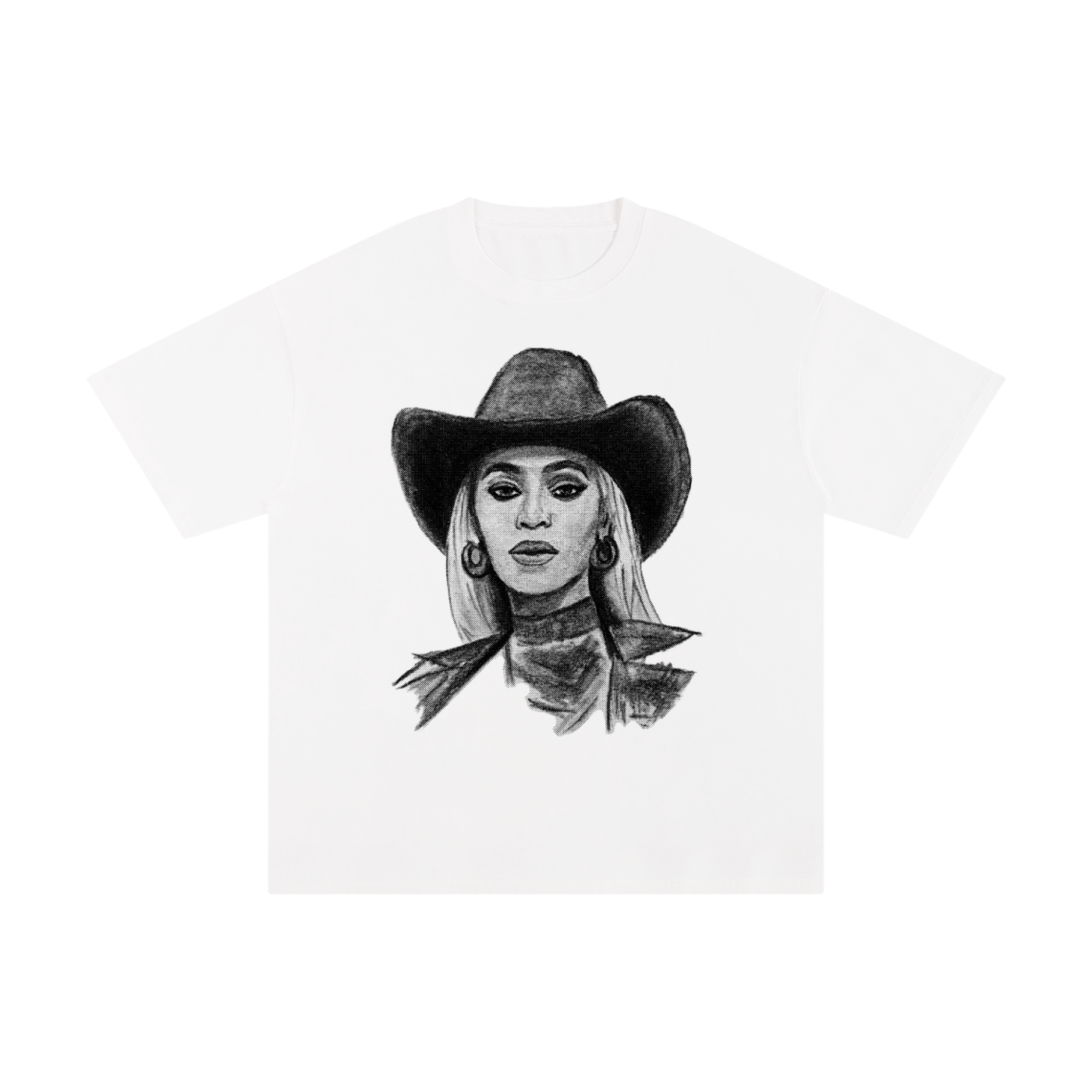 Beyonce Cowgirl Charcoal Halftone T-Shirt