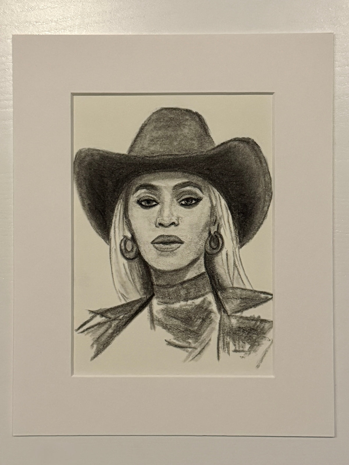 Cowgirl, Charcoal on Paper, 6x8in
