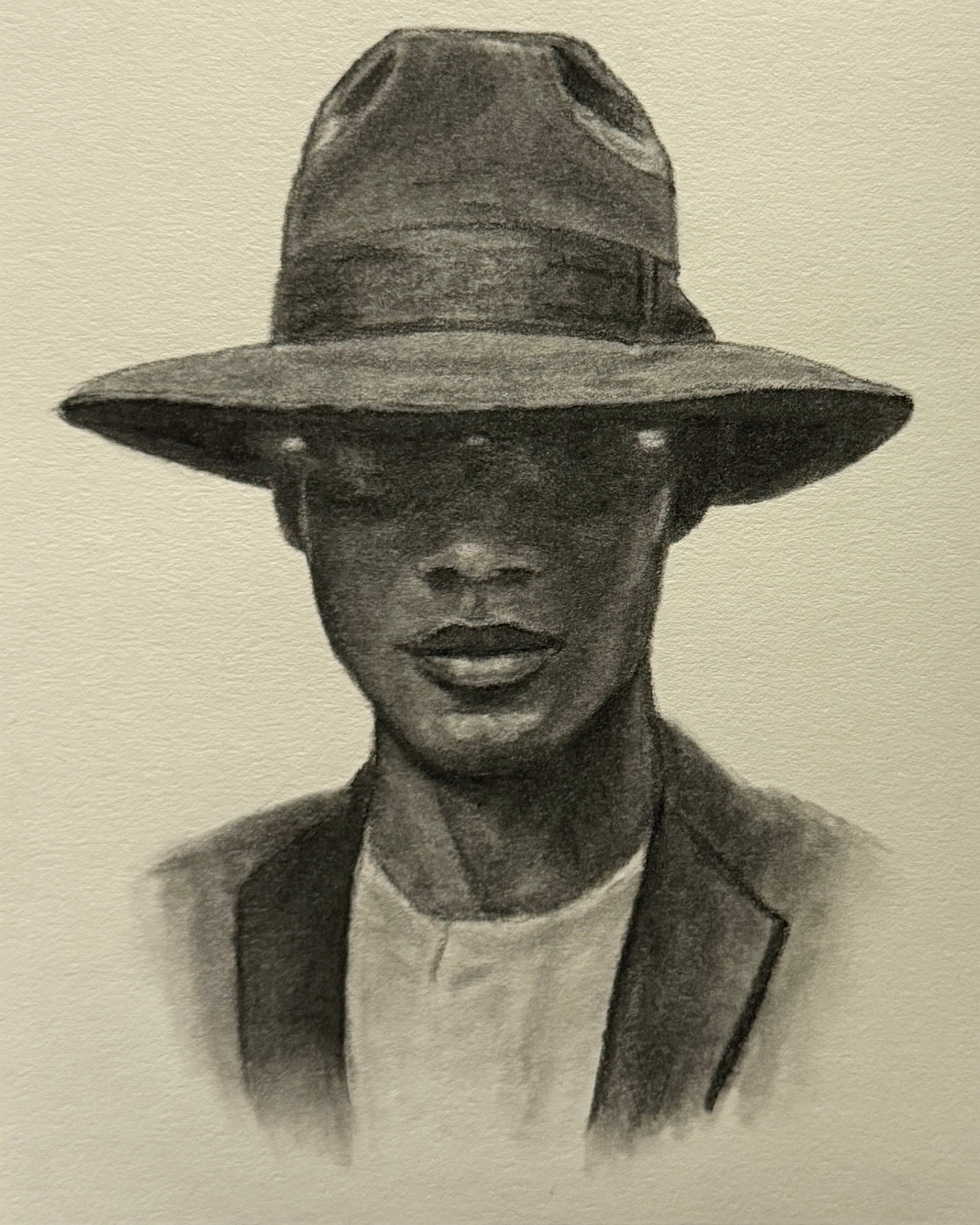 Quiet Study, Charcoal on Paper,  6x8in