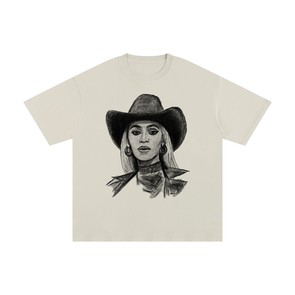 Beyonce Cowgirl Charcoal Halftone T-Shirt